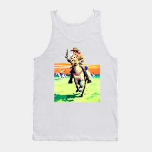 Running on Horseback through The  Desert Buffalo Bill Western Robbery Cowboy Retro Comic Tank Top